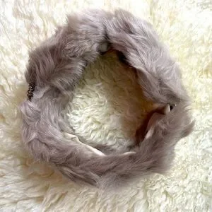 Beautiful fur headband with beaded flower appliqué Accessories | Beautiful Fur Headband With Beaded Flower  main image 3